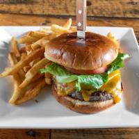1/2 Lb Keg Classic Burger · Juicy ground beef burger cooked your way served with lettuce, tomato, onion and on a lightly...