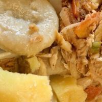 Ackee & Saltfish · Served with choice of boiled banana, yam, boiled or fried dumpling, and plantain.