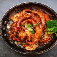 Stir Fried Octopus · Mild. Stir-Fried Octopus with Assorted Vegetables with red pepper paste.