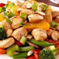 Chicken With Chinese Vegetables · Served with pork fried rice and free soda. choice of soup.