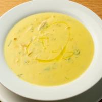 Avgolemono · Velvety chicken soup finished with egg & lemon