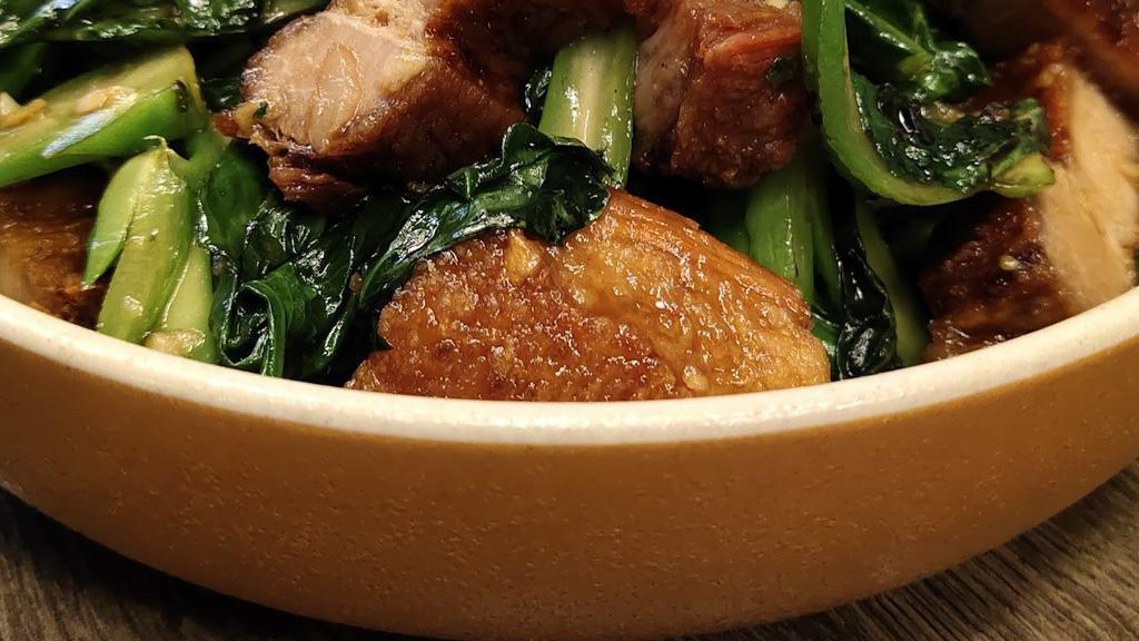 Pork Belly With Chinese Broccoli · Crispy pork belly, Chinese broccoli in house sauce.