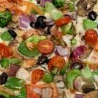Veggie Lovers Pizza · Mushrooms, peppers, onions, olives, broccoli and tomato.