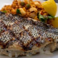 Grilled & Filleted Daily Fish · over toasted lobster paella