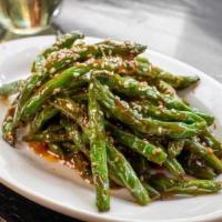 Sesame Green Beans · chiles, mint, cilantro and oyster sauce