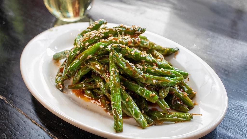 Sesame Green Beans · chiles, mint, cilantro and oyster sauce