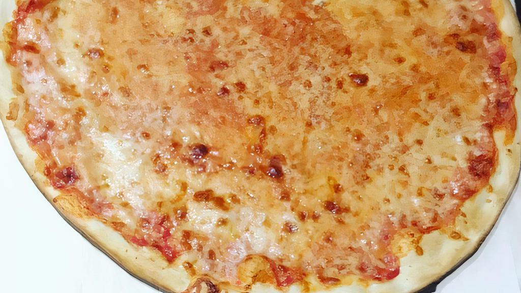 Large Ny Style Cheese Pizza Pie · Large 18' NY style pie. Thin crust, topped with our homemade tomato sauce and imported finest grande mozzarella.