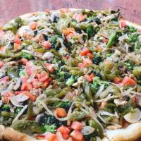 Large Vegetarian Pizza Pie · Large 18' NY style pie. Fresh broccoli, sauteed spinach, roasted peppers, fresh mushrooms, c...