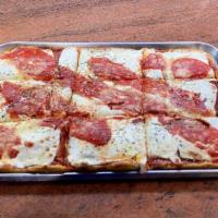 Sicilian Margherita Pizza Pie  · Thin square crust, topped with our homemade tomato sauce, fresh mozzarella, imported Parmesa...