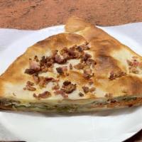 Meat Stuffed Pizza Slice · Stuffed with peppers, onions, sausage, pepperoni, ground beef, ricotta, romano, and mozzarel...