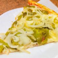 Green Pepper & Onion Pizza Slice · 