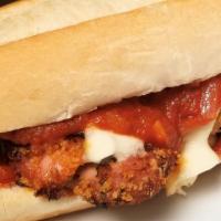 Chicken Parmigiana Hero · Chicken cutlet with fresh tomato sauce topped with melted mozzarella.