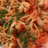 Shrimp Scampi Dinner · Shrimps sautéed with fresh garlic in a lemon white wine sauce.