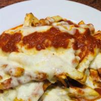 Pizza Fries · Fries with melted mozzarella cheese and pizza sauce on the top.
