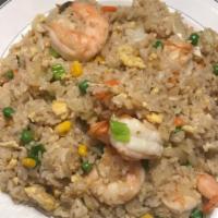 Hibachi Fried Rice  · Ingredients carrot corn green peas and egg.