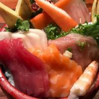 Chirashi · Assorted raw fish over a bowl of sushi rice.
