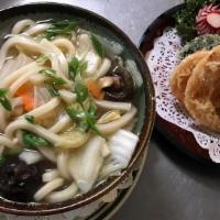 C 1. Tempura Udon (Thick) · Fried shrimp & vegetables with noodle soup