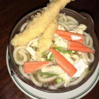  Nabeyaki Udon · Japanese udon in house clear broth with seafood and meat.