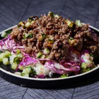 Gyo Don Beef · Thinly sliced marinated beef over choice of base and salad