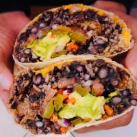 Pollo/ Chicken Burrito · Chicken burrito with rice, beans, lettuce, tomatoes, onions, avocado, jalapenos and American...