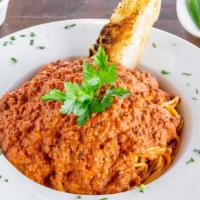 Spaghetti Bolognese Pasta · In a healthy meat sauce.