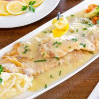 Fillet Of Sole Francese · Lightly battered fresh fillet of sole in a white wine & lemon sauce. All entities served ove...