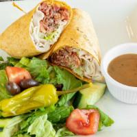 Turkey Blt Wrap · Turkey breast, bacon, lettuce, tomato, & mayonnaise. All wraps comes with side salad.