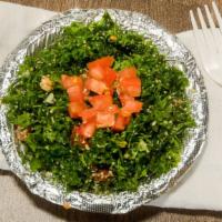 Tabbouleh · Freshly chopped parsley, tomato, scallion, onion, mint, lemon juice, pure olive oil,
Served ...