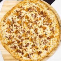 Roost Chicken Bacon Ranch Pizza · Whole milk mozzarella, bacon, ranch dressing, & Roost chicken tenders