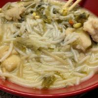 R02 酸菜鱼米线 /Fish With Sour Cabbage Rice Noodle Soup · Hot.