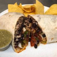 Burrito · A flour tortilla filled with your choice of rice, with your choice of beans, protein, cheese...