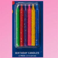 Multi-Colored Glitter Birthday Candles (12-Pack) · 12 birthday candles