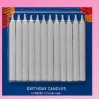 White Glitter Birthday Candles (12-Pack) · 12 birthday candles