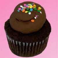 Gluten-Free Chocolate Chocolate Cupcake · Chocolate cake with chocolate frosting, topped with chocolate cake crumbs. || vegan, dairy-f...