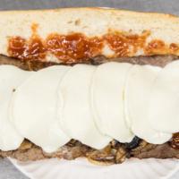 Luger'S Steak Sandwich · 1/4” Roast Beef Slice, Sauteed with Mushrooms, Onions, Peter Luger Sauce & Store Made Fresh ...