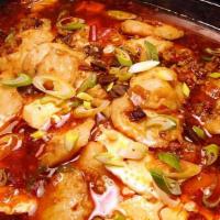 Braised Fish Fillet With Tofu In Chili Oil Sauce / 豆花鱼片 · 