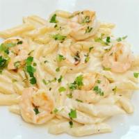 Shrimp Pasta In Alfredo Sauce  · 