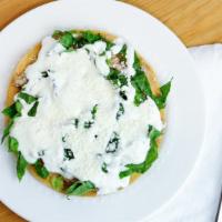 Regular Tostada · Flat fried tortilla topping with beans, cheese, lettuce, cream and sauce on the side green o...