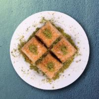 Baklava Bite · The traditional honey-soaked pastry which is filled with walnuts and almonds.