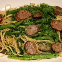 Linguine Broccoli Rabe And Sausage (Gf) · Sautéed in fresh garlic and virgin olive oil with broccoli rabe and sausage. Gluten free pen...