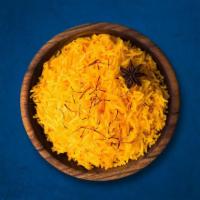 Saffron Rice (Vegan) · Our long grain aromatic basmati rice, steamed to perfection
