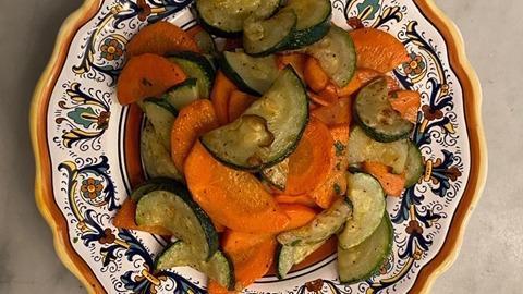Zucchine E Carote In Padella · Sauteed zucchini and carrots in olive oil and garlic.