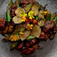 Truffle Beef · Chinese Broccoli in shallot, garlic, pepper sauce & black truffle