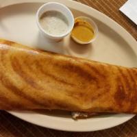 Mysore Plain Dosa · Crepe spread with spicy homemade sauce. Butter.