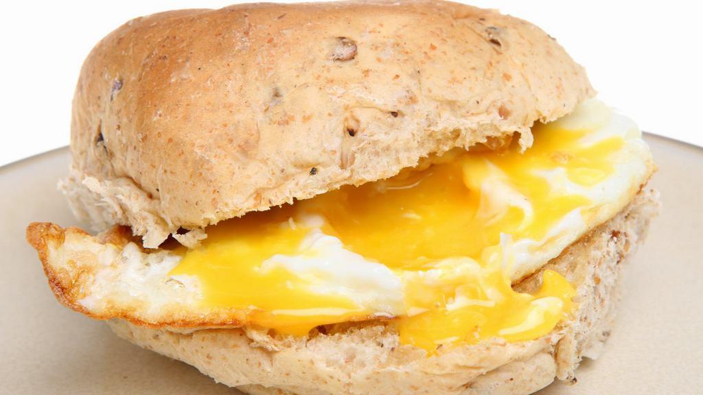 Egg On A Roll · Fluffy, buttery scrambled eggs on a soft roll.