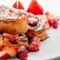 Housemade French Toast Breakfast Platter · Fresh cooked eggs platter with customer's choice of eggs preparation and housemade french to...