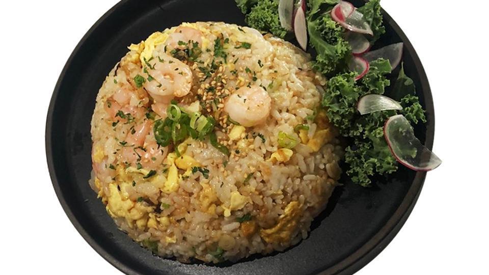 Shrimp Fried Rice · Shrimp, egg, scallion. Comes with homemade kimchi, and cabbage salad.