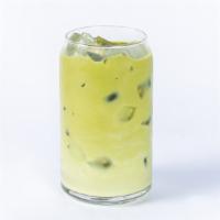 Iced Matcha Latte · Japanese Matcha mixed with your choice of milk over ice. Can be sweetened with vanilla (16 o...