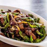 Stir-Fried Shredded Beef With Chili Pepper · Hot & Spicy.