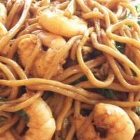 Stir-Fried Ramen With Shrimp · Hand-pulled la-mien noodles.